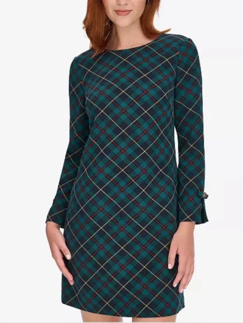 Tommy Hilfiger Green, Navy & Red Plaid Shift Dress 6
